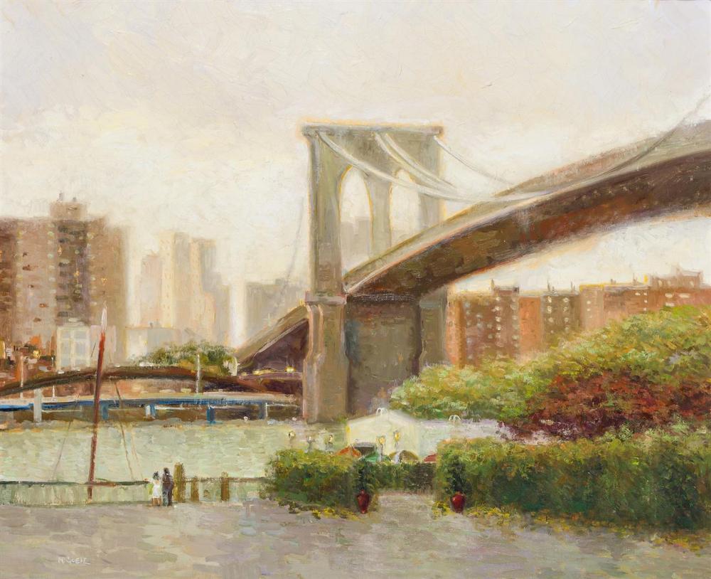 Appraisal: MARY ANNA GOETZ American b Brooklyn Bridge oil on canvas