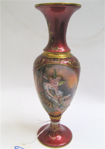 Appraisal: HAND PAINTED AND ENAMELED BUD VASE signed by the Artist