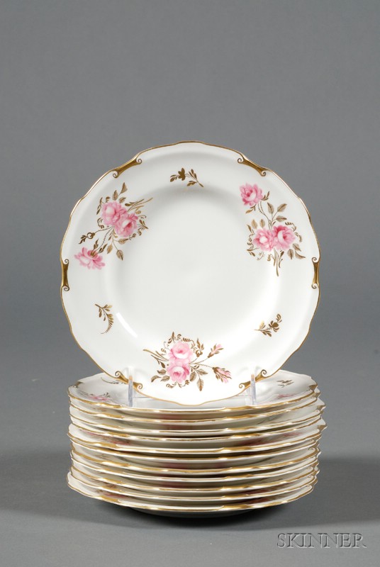 Appraisal: Set of Twelve Royal Crown Derby Hand-painted and Partial-gilt Dessert