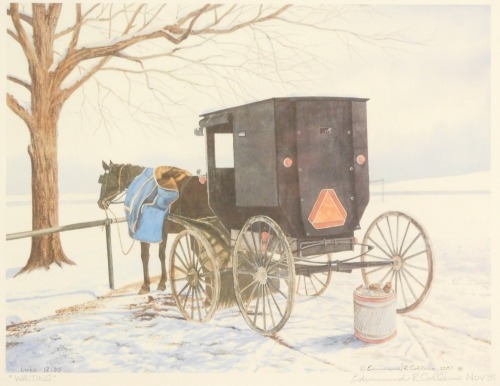 Appraisal: After Edmund R Collins Waiting horse with coach the print