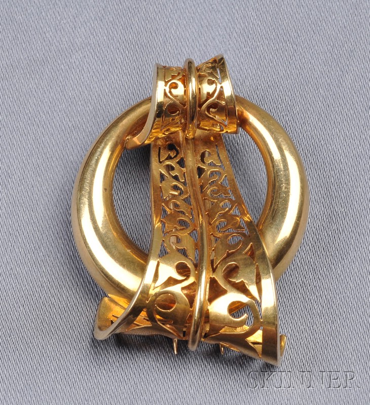 Appraisal: Retro kt Gold Clip Brooch France designed as a circle