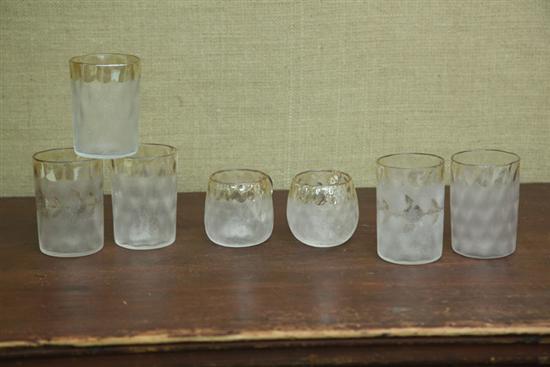 Appraisal: SEVEN PIECES OF POMONA GLASS Two punch cups '' h