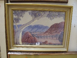 Appraisal: BASEL RANTJI CENTRAL DESERT WATERCOLOUR