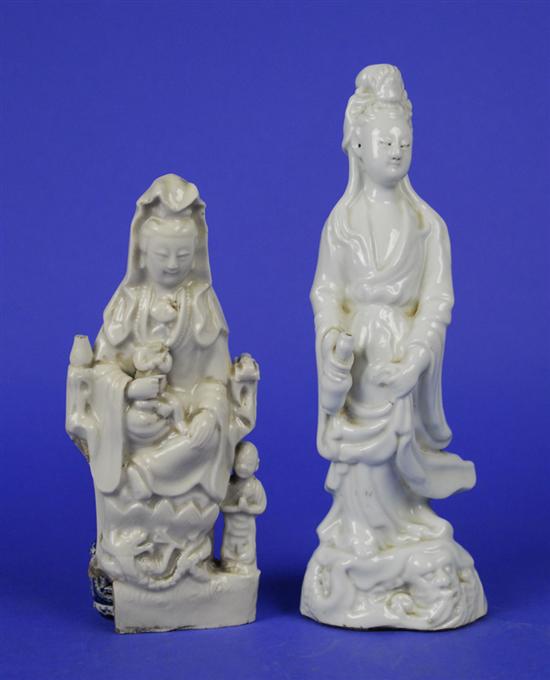 Appraisal: TWO CHINESE BLANC DE CHINE FIGURES OF GUANYIN height of