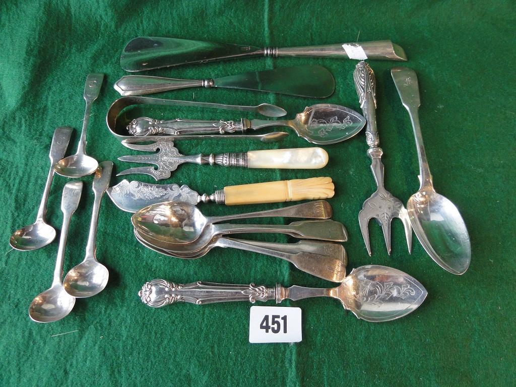 Appraisal: A mixed selection of silver flatware including a toasting fork