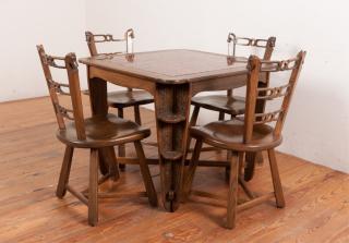 Appraisal: Romweber Viking Oak Game Table Chair Set Romweber Viking Oak