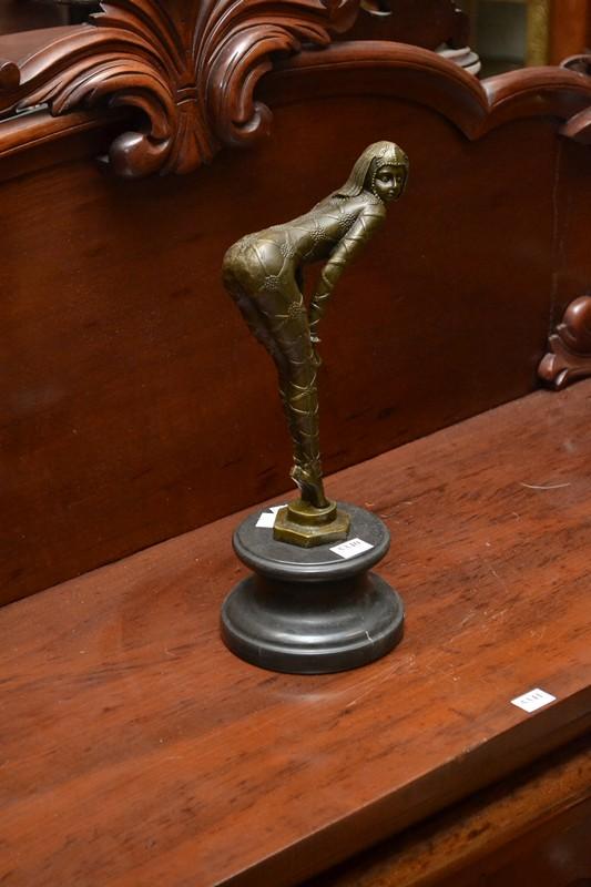 Appraisal: AN ART NOUVEAU STYLE BRONZE STATUE ON MARBLE BASE AN