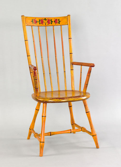 Appraisal: Pennsylvania rodback windsor armchair ca with a high back and