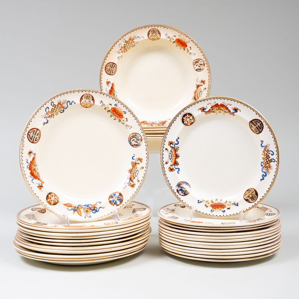 Appraisal: Wedgwood Transfer Printed and Enriched Chinoiserie Part Service Various impressed