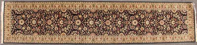 Appraisal: Oriental Persian Runnerblack field foliate and scrolled design wool finely