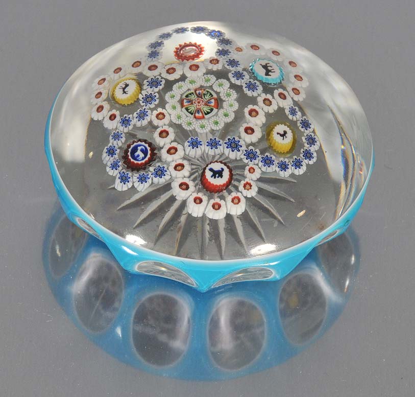 Appraisal: Paperweight with tourqoise cut to clear oval panels diameter high