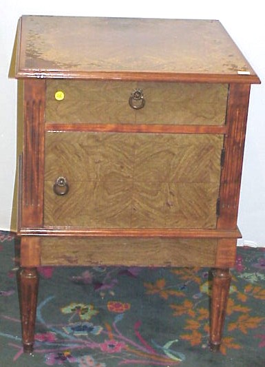 Appraisal: Rosewood commode single drawer over cabinet door inlaid top reeded