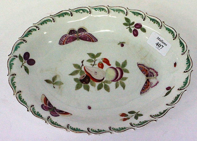 Appraisal: A LATE TH CENTURY CHELSEA PORCELAIN OVAL DISH with hand