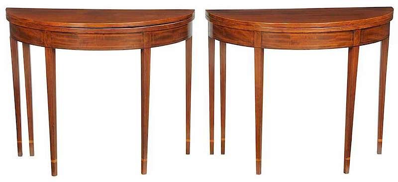 Appraisal: Fine Pair Federal Inlaid Mahogany Games Tables New York -