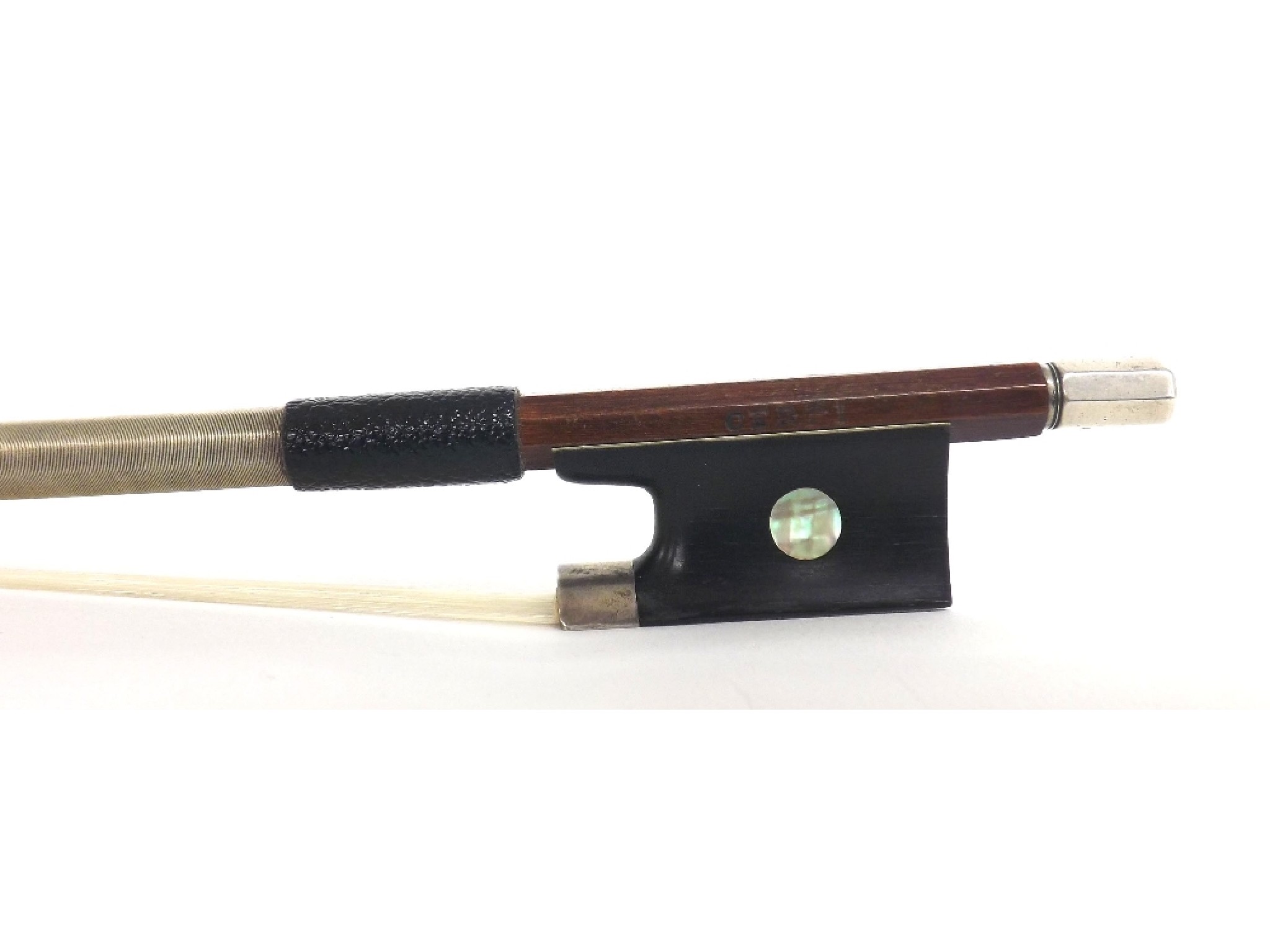 Appraisal: Silver mounted violin bow stamped Cerpi gm