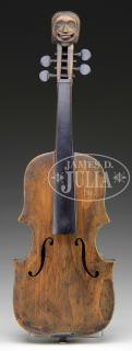 Appraisal: WONDERFUL FIGURAL CARVED FOLK ART FIDDLE Late th century American