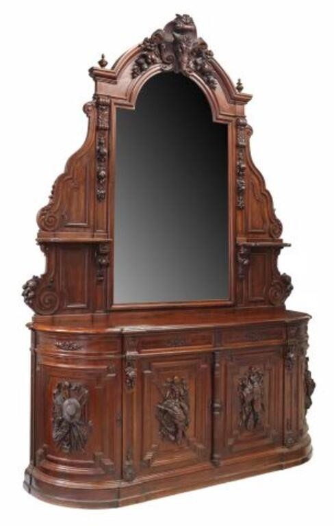 Appraisal: Monumental French mahogany hunt sideboard Jeanselme Pere et Fils thc