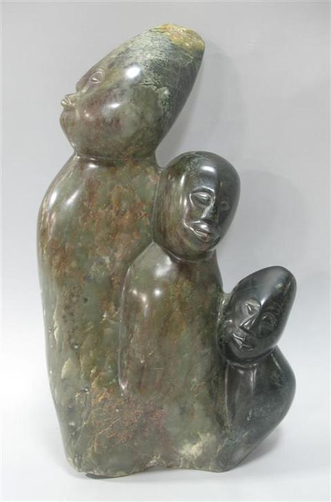 Appraisal: AFRICAN HARDSTONE SCULTURE OF A MOTHER AND CHILDREN The stone