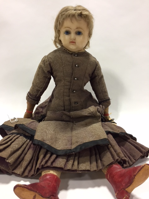 Appraisal: EARLY WAX DOLL th century Open and close blue eyes