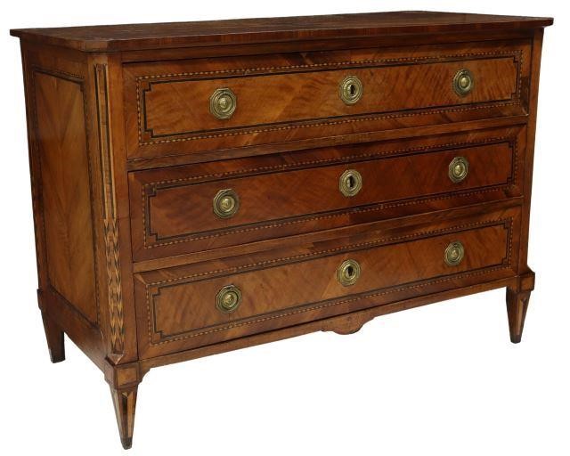 Appraisal: Italian Neoclassical mahogany commode th c rectangular case with canted