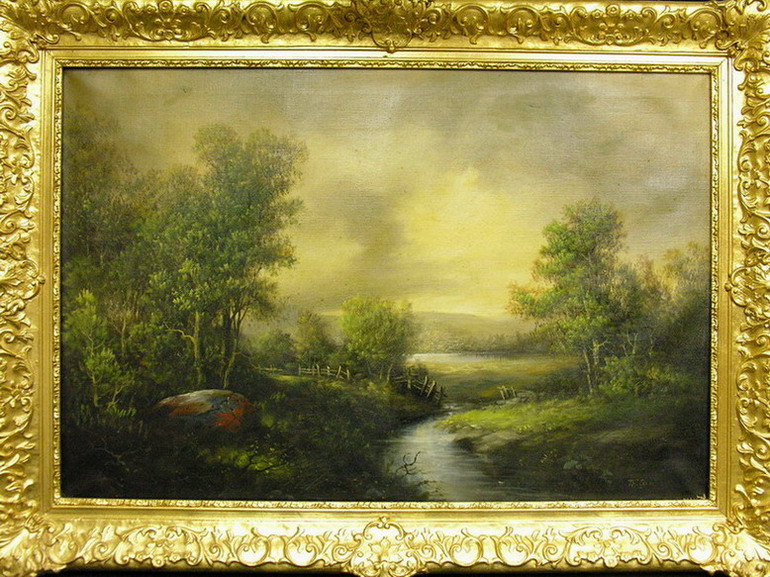 Appraisal: T R SEXTON OIL ON CANVAS LANDSCAPE American artist Circa