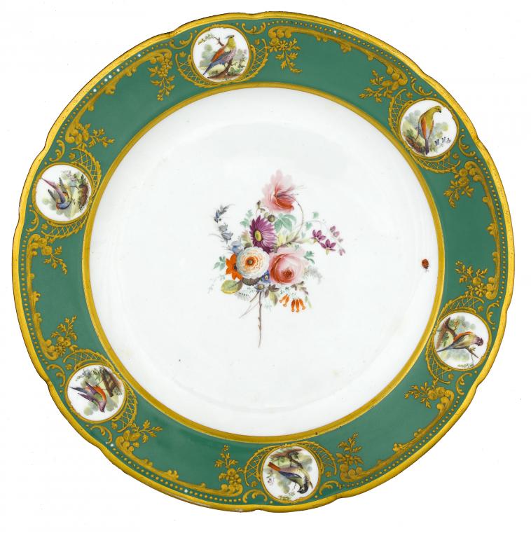 Appraisal: A DERBY PLATE painted by Horatio Steele with a loose