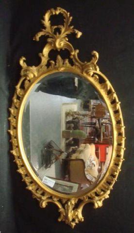 Appraisal: Oval and Giltwood Beveled Mirror From a North Bergen NJ