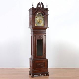 Appraisal: Tiffany Co carved mahogany tall case clock Late th c