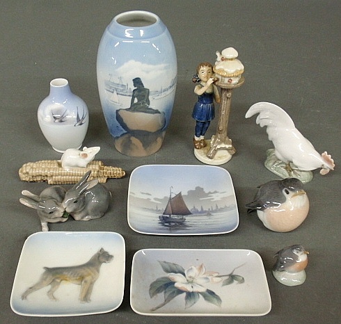 Appraisal: - Eleven pieces of Royal Copenhagen- trays figures etc and