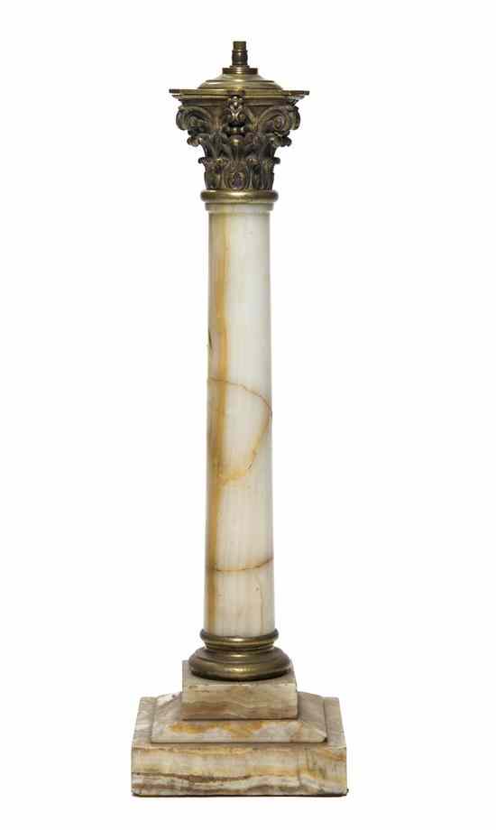 Appraisal: A Neoclassical Gilt Bronze and Onyx Table Lamp of columnar