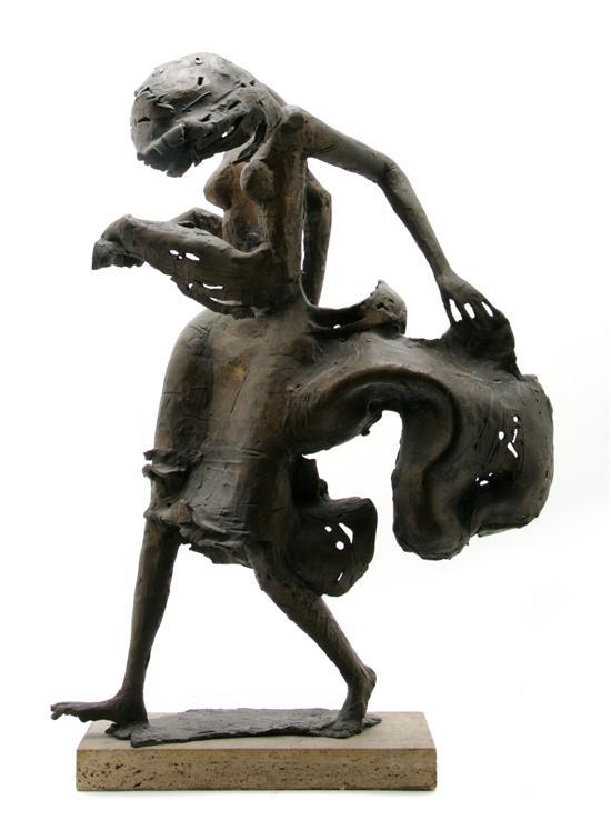 Appraisal: Bronze Figural Group Milton Elting Hebald - depicting a stylized