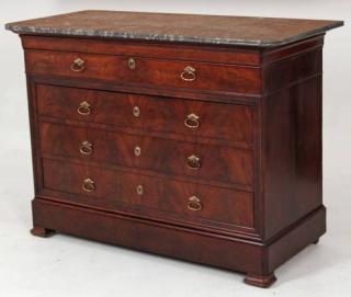 Appraisal: LOUIS PHILIPPE CROTCH MAHOGANY FRONT COMMODE LOUIS PHILIPPE CROTCH MAHOGANY