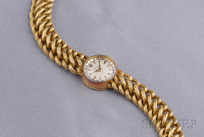 Appraisal: kt Gold Wristwatch Girard Perregaux the white metal dial with