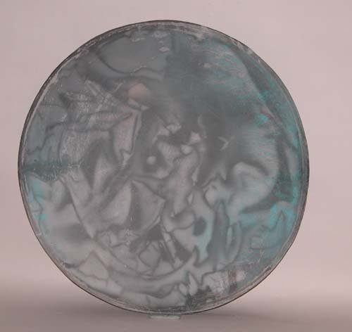 Appraisal: Large Smokeless Raku Platter Abstract Design wall platter Ceramic on