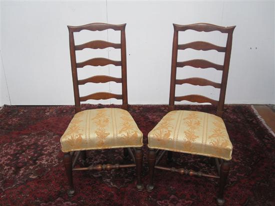 Appraisal: PAIR OF SIDE CHAIRS th C Queen Anne style cherrywood