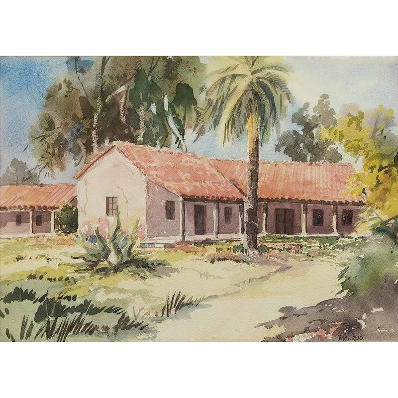 Appraisal: Mauruo Painting Framed watercolor homestead signed lower right Mauruo Sight