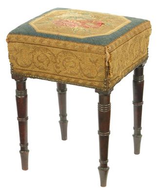 Appraisal: An early th century stool the floral needlework seat on