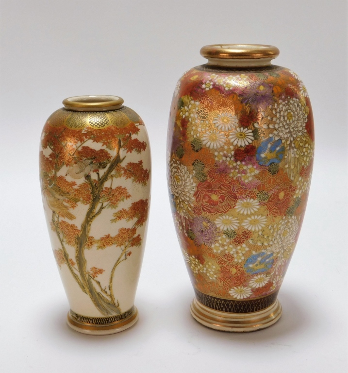 Appraisal: PC JAPANESE SATSUMA PORCELAIN VASES Japan Early th CenturyIncludes an