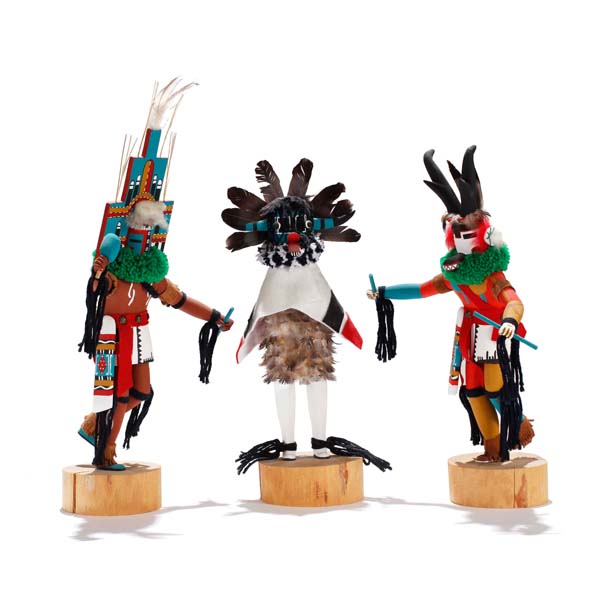 Appraisal: Three Kachina dancer figures by J Creek Tallest from base