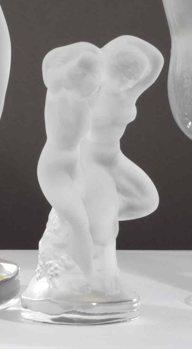 Appraisal: LALIQUE FRANCE GLASS FIGURAL GROUP SCULPTURE frosted and clear glass