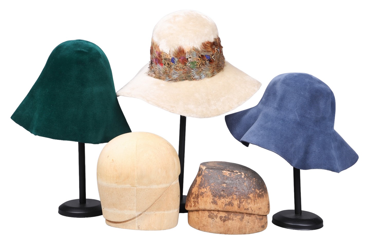 Appraisal: 's hats to include Italian bucket hats in emerald green