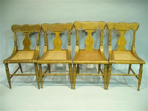 Appraisal: FOUR AMERICAN GRAIN PAINTED SIDE CHAIRS th century each chair