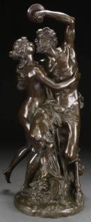 Appraisal: BRONZE SATYR NYMPH GROUPING After CLAUDE MICHEL CLODION French -