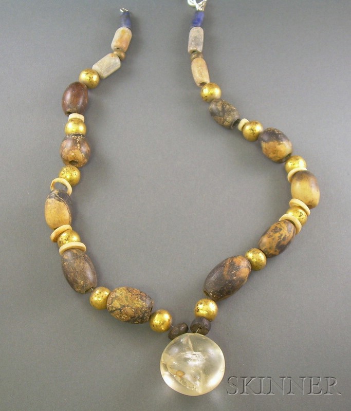 Appraisal: Pre-Columbian Stone and Metal Necklace Chavin c - B C