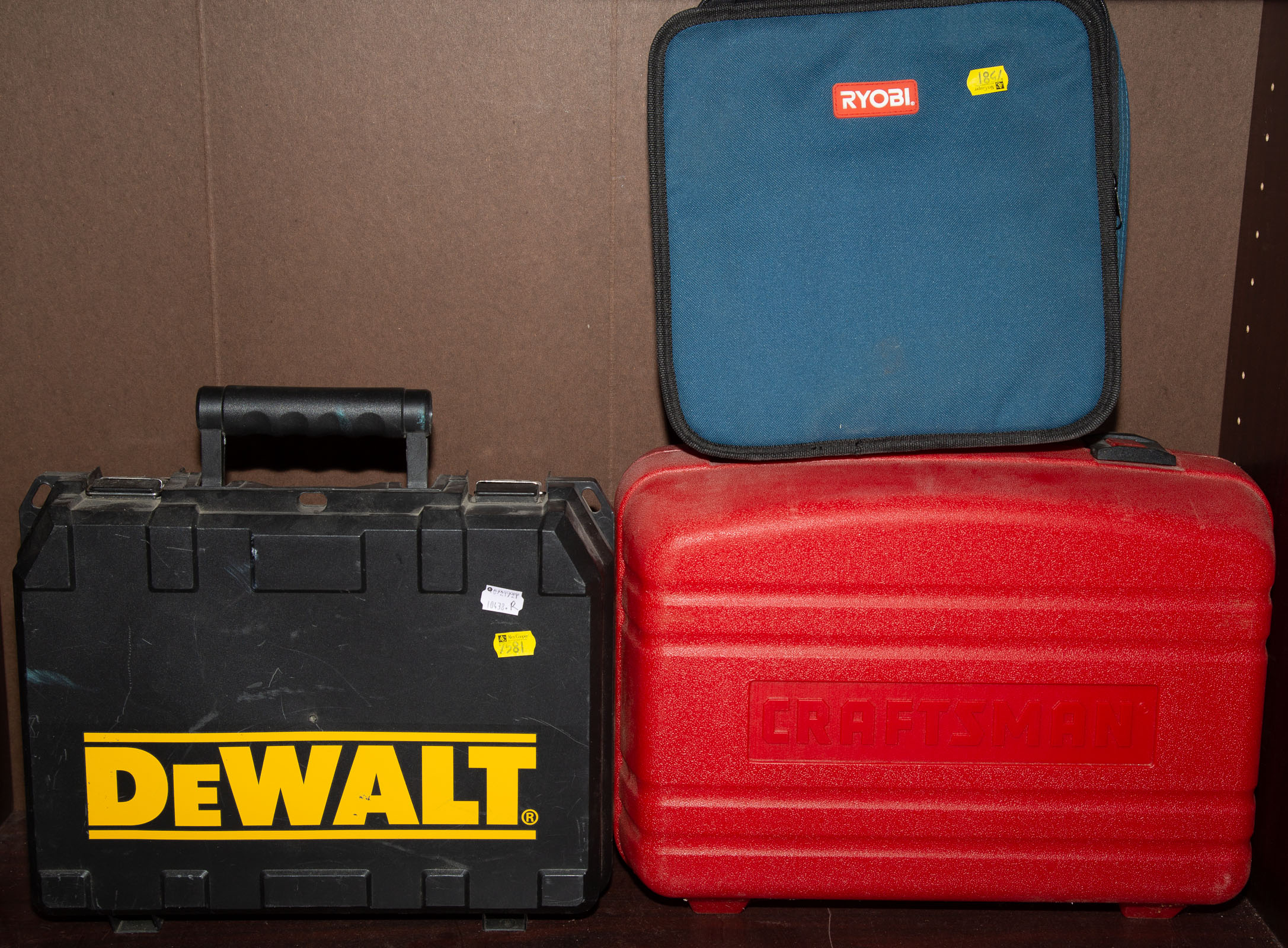 Appraisal: SELECTION OF EIGHT POWER TOOLS With original cases including Dewalt