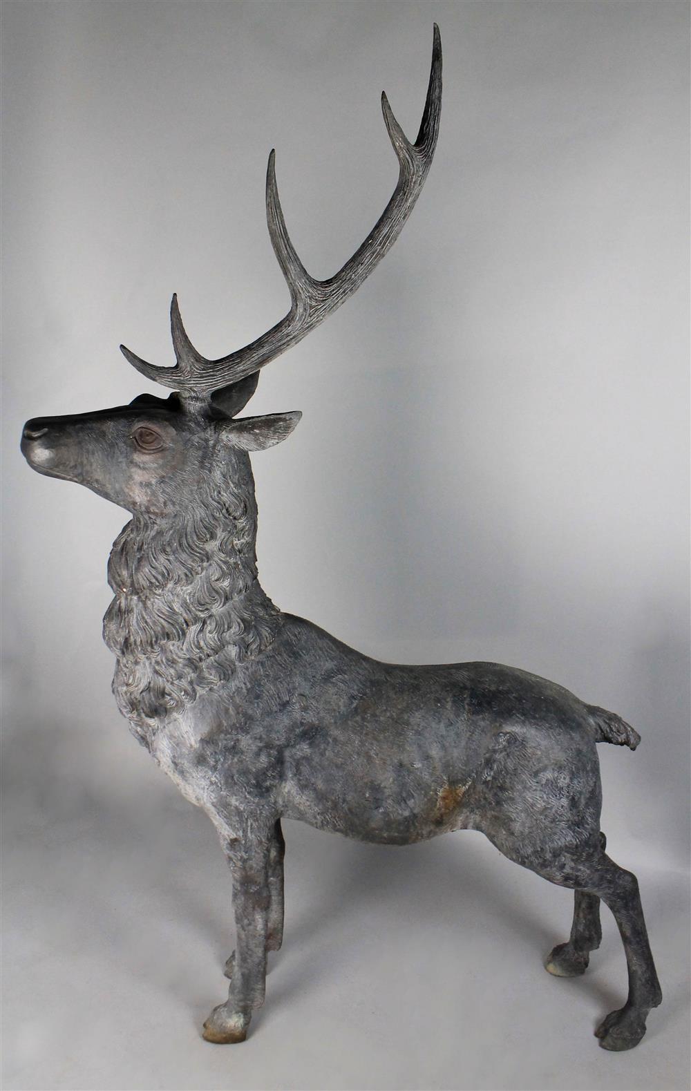 Appraisal: MONUMENTAL GARDEN SCULPTURE OF A BRONZE FIGURE OF A STAG