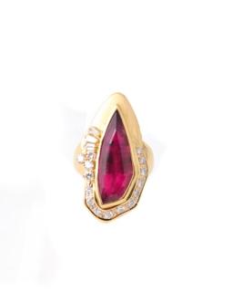 Appraisal: k Gold Rubelite Tourmaline Diamond Ring Ladies custom made k