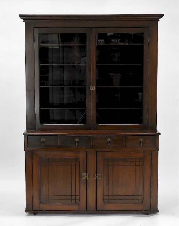 Appraisal: C Victorian Black Walnut Step Back Cabinet United States Circa