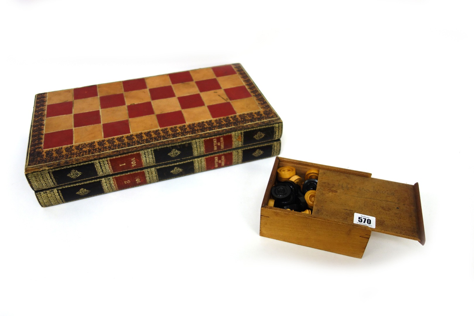 Appraisal: A late Victorian leather covered folding games and backgammon board