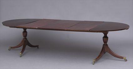 Appraisal: GEORGE III MAHOGANY TWO PEDESTAL DINING TABLE The divided top